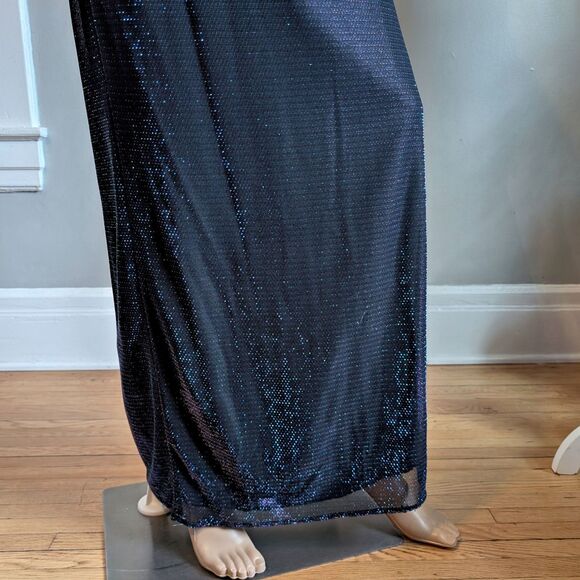 Vintage 1990s Jump Prom Dress Purple Metallic Whimsygoth Formal Slit Size 13 - Picture 11 of 15